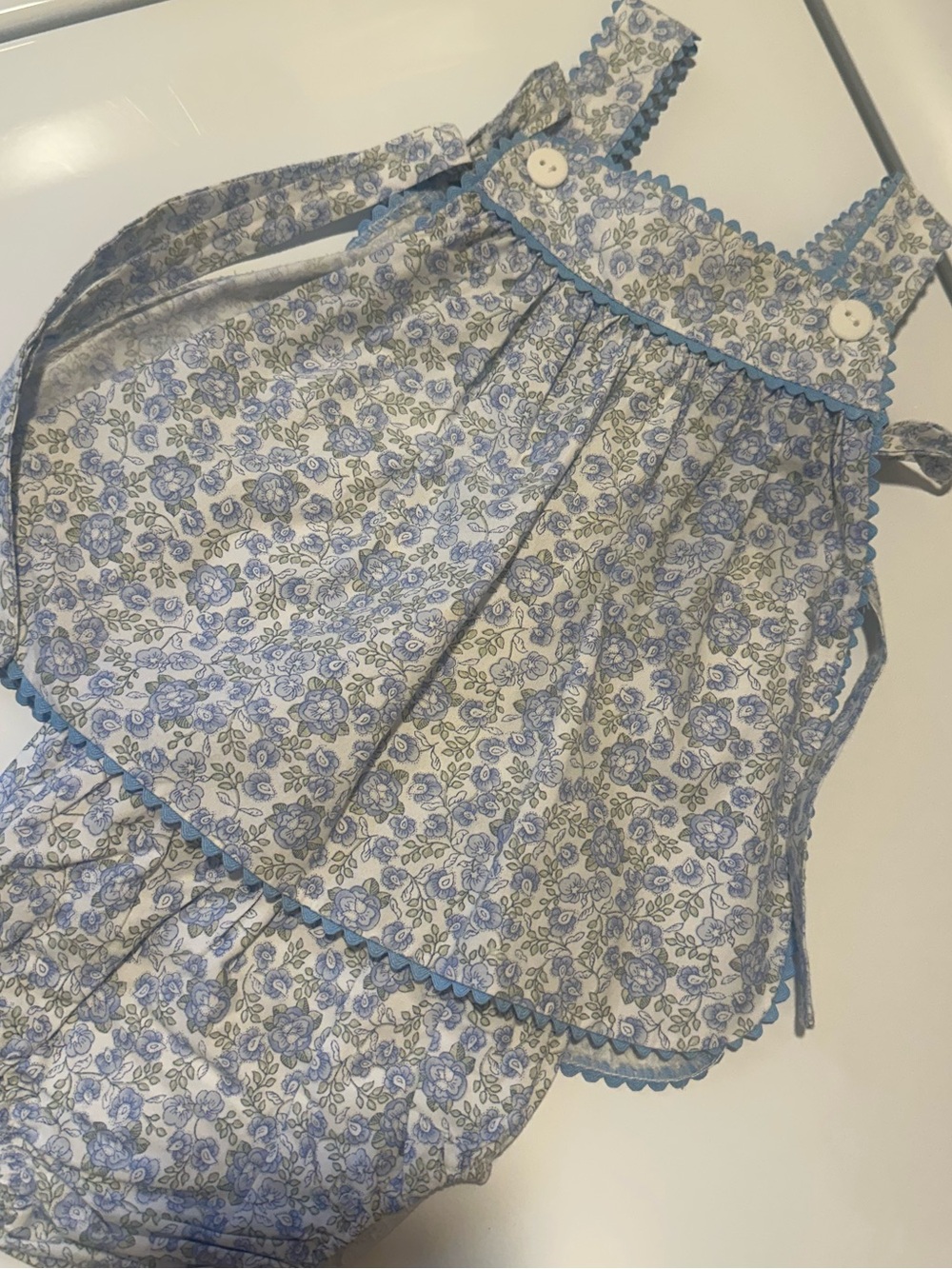 Belán Blue Floral Baby Dress & Bloomers 9M Made in Spain